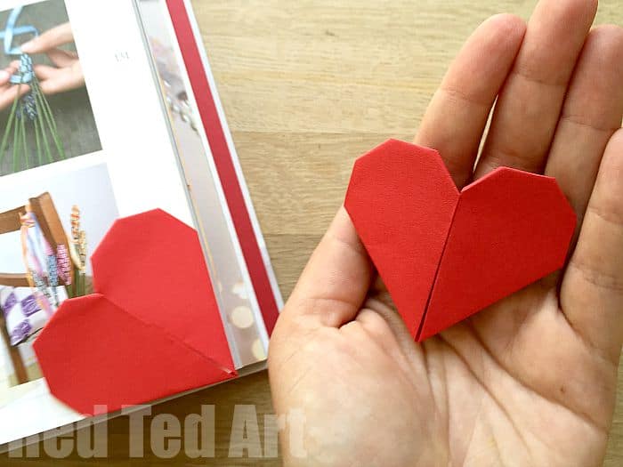 origami heart bookmark printable instructions